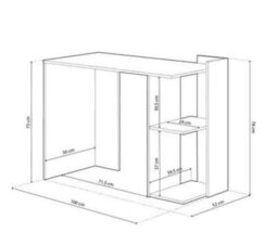 Amos Mann Furniture Lionel White And Oak Small Compact Computer Desk With Storage - 012317W - thumbnail 5