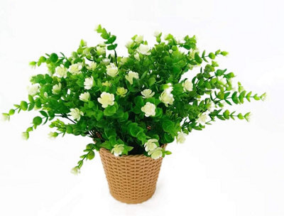 Artificial Eucalyptus Flowers, Artificial Greenery Plant Flower Bouquet, Plastic Decorative Flowers, 4 Pieces (White) - image 1