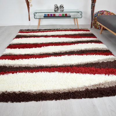 "Bravich Red Waves Shaggy Rug - California - 80X150Cm (2'8""x5')" - image 1