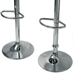 Gr8 Home Set Of 2 Light Grey Faux Leather Swivel Chairs Breakfast Bar Stool Chrome Gas Lift - thumbnail 5