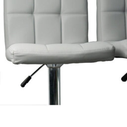 Gr8 Home Set Of 2 Light Grey Faux Leather Swivel Chairs Breakfast Bar Stool Chrome Gas Lift - thumbnail 4