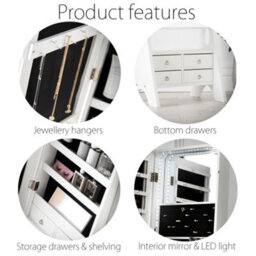 CARME Home Taylor X Nikita White Hollywood Mirror Dressing Table And Mirror Jewellery Cabinet Set - thumbnail 8