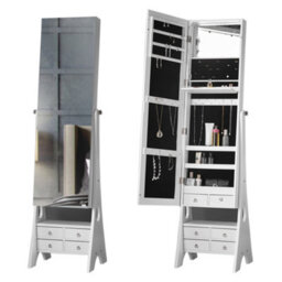 CARME Home Taylor X Nikita White Hollywood Mirror Dressing Table And Mirror Jewellery Cabinet Set - thumbnail 9