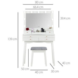 CARME Home Taylor X Nikita White Hollywood Mirror Dressing Table And Mirror Jewellery Cabinet Set - thumbnail 6