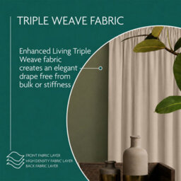Aspire Homeware Cream Plain Blackout Curtains Room Darkening  Pencil Pleat Curtain Pair (W) 168Cm X (D)228Cm With Tie Back Pair - thumbnail 4
