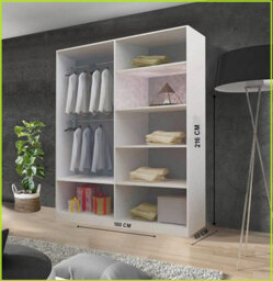 RAC3 Sliding Wardrobe Led Mirror Space Saving Bedroom Wardrobe, Contemporary Bedroom Sliding Wardrobe & Mirror Wardrobe (Black 180Cm) - thumbnail 2