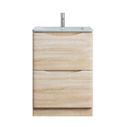 Plum&clay Eden Light Oak Floorstanding Vanity Unit With White Glass Basin (W)600mm - thumbnail 5