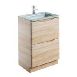 Plum&clay Eden Light Oak Floorstanding Vanity Unit With White Glass Basin (W)600mm - thumbnail 4