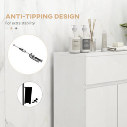 Kleankin High Gloss Bathroom Floor Cabinet Storage Cupboard With Drawer - thumbnail 6