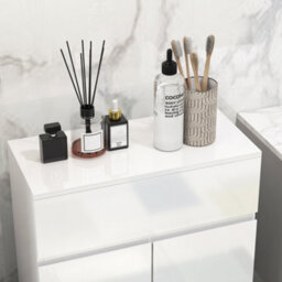 Kleankin High Gloss Bathroom Floor Cabinet Storage Cupboard With Drawer - thumbnail 7
