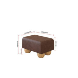 Chestnut Brown Natural Wood Bun Feet Italian Leather Small Footstool  Handmade Uk By Footstools Direct - thumbnail 2