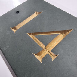 Green Slate House Number 14 With Gold Infill 14 X 9Cm - thumbnail 2
