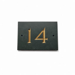 Green Slate House Number 14 With Gold Infill 14 X 9Cm - thumbnail 1