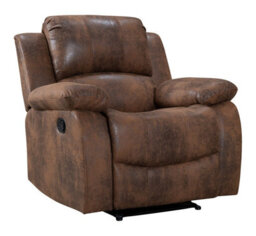 Faux Leather Suede Brown Valencia Manual Recliner Chair - thumbnail 1