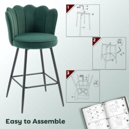 Homcom Set Of 2 Barstools With Petal Backrest For Kitchen Island Dark Green - thumbnail 7