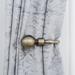 A.unique Home Pair Of Plain Round Ball Metal Holdbacks With Fittings - Antique Brass - thumbnail 5