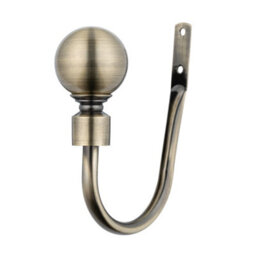 A.unique Home Pair Of Plain Round Ball Metal Holdbacks With Fittings - Antique Brass