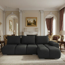 Galeria Corner Sofa Bed With Storage Right Hand Black