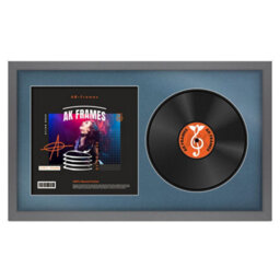 "30X17"" Dark Grey Modern Vinyl Record Frame With Pompadour Mount For 12 Inch Lp Album Cover & Disc - Ak Frames" - thumbnail 1