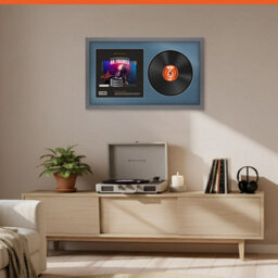 "30X17"" Dark Grey Modern Vinyl Record Frame With Pompadour Mount For 12 Inch Lp Album Cover & Disc - Ak Frames" - thumbnail 8