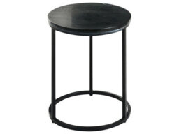 Wyld And Coco 40Cm Round Marble Top Side Table With Black Powder-Coated Iron Base, Modern Living Room - thumbnail 1