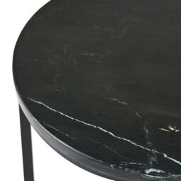 Wyld And Coco 40Cm Round Marble Top Side Table With Black Powder-Coated Iron Base, Modern Living Room - thumbnail 3