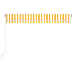 Berkfield Manual Retractable Awning 400X350 Cm Yellow And White - thumbnail 3