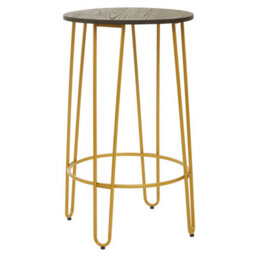 Orsina Set Of 3 Gold Frame Bar Table Stool Set , Hairpin Stool For Kitchen Counter, Elm Wood Metal Frame Stool - thumbnail 2