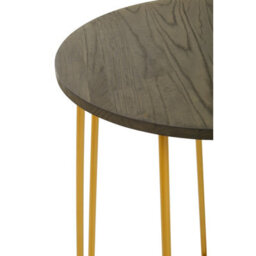 Orsina Set Of 3 Gold Frame Bar Table Stool Set , Hairpin Stool For Kitchen Counter, Elm Wood Metal Frame Stool - thumbnail 8