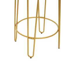 Orsina Set Of 3 Gold Frame Bar Table Stool Set , Hairpin Stool For Kitchen Counter, Elm Wood Metal Frame Stool - thumbnail 9