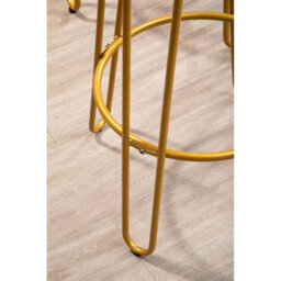 Orsina Set Of 3 Gold Frame Bar Table Stool Set , Hairpin Stool For Kitchen Counter, Elm Wood Metal Frame Stool - thumbnail 7