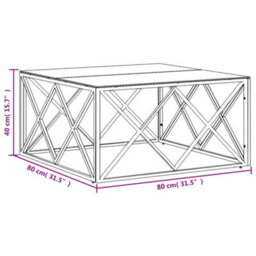 Vidaxl Coffee Table 80X80X40 Cm Stainless Steel And Glass - thumbnail 6
