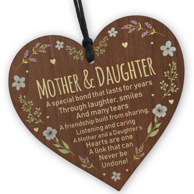 Red Ocean Mother And Daughter Wooden Hanging Heart Mothers Day Gift For Mum Sentimental Gift From Daughter - image 1