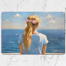 Benjamin Tate Design Sea View Girl With Pink Bow Placemat And Coaster Set - thumbnail 2