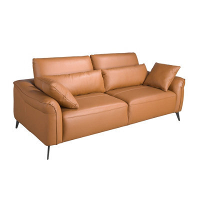 Angel Cerda Stylish Brown Leather 3-Seater Sofa For Modern Living Rooms - image 1