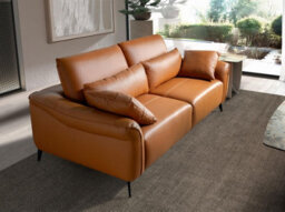 Angel Cerda Stylish Brown Leather 3-Seater Sofa For Modern Living Rooms - thumbnail 2