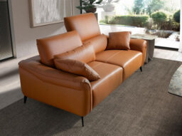 Angel Cerda Stylish Brown Leather 3-Seater Sofa For Modern Living Rooms - thumbnail 5