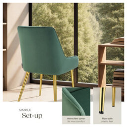 Tectake Set Of 6 Dining Chair Avane - Velvet Look, Padded Armchair, High Backrest And Armrests  - Green - thumbnail 4