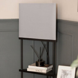 Valuelights Taska Black Wooden 3 Tier Corner Floor Lamp With Grey Fabric Shade And Storage Shelves - Bulb Included - thumbnail 3