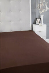 Fitted Sheet Polycotton Plain Dyed Extra Deep 25Cm Bed Linen Brown - thumbnail 3