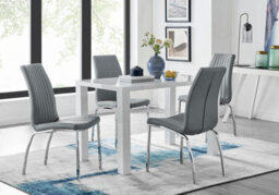 Furniturebox Uk Pivero White High Gloss Dining Table And 4 Elephant Grey Isco Chairs Set - thumbnail 1