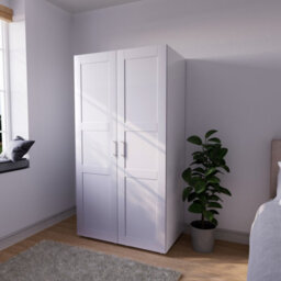 Atomia Contemporary Matt Porcelain Tall Double Wardrobe With Shelving (H)1875mm (W)1000mm (D)580mm - thumbnail 1