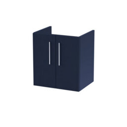 Nuie Hudson Reed Arno Wall Hung Vanity Unit, Durable 2 Soft Close Door Bathroom Sink Vanity Unit With Shelf In Midnight Blue, 500mm - thumbnail 1