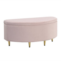 Abrihome 90X40X42Cm, Upholstered Bench With Velvet Storage Box, Footstool With Metal Legs, Suitable For Hallway, Pink - thumbnail 4