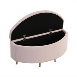 Abrihome 90X40X42Cm, Upholstered Bench With Velvet Storage Box, Footstool With Metal Legs, Suitable For Hallway, Pink - thumbnail 2