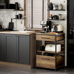 Sobuy Fkw118-Pf, Industrial Vintage Style Kitchen Trolley Cart Kitchen Storage Trolley Serving Trolley,,w60Xd45Xh90 - thumbnail 2