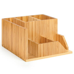 EHC Woodluv Desk Organiser, Desk Tidy Pen Holder Organiser, Letter Rack Make Up/office Multifunctional Organizer, 22  X 19.3 X 11.2 Cm - thumbnail 1