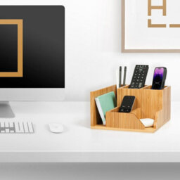 EHC Woodluv Desk Organiser, Desk Tidy Pen Holder Organiser, Letter Rack Make Up/office Multifunctional Organizer, 22  X 19.3 X 11.2 Cm - thumbnail 5