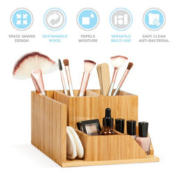 EHC Woodluv Desk Organiser, Desk Tidy Pen Holder Organiser, Letter Rack Make Up/office Multifunctional Organizer, 22  X 19.3 X 11.2 Cm - thumbnail 2