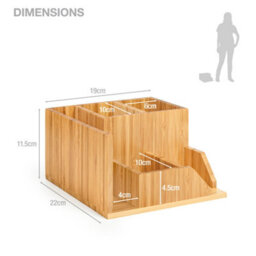 EHC Woodluv Desk Organiser, Desk Tidy Pen Holder Organiser, Letter Rack Make Up/office Multifunctional Organizer, 22  X 19.3 X 11.2 Cm - thumbnail 9